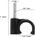 100pcs 1/2" / 12mm Half Clamp J-Hook with Nail, Cable Clips Ethernet Cable Nails Tacks Clips, Black