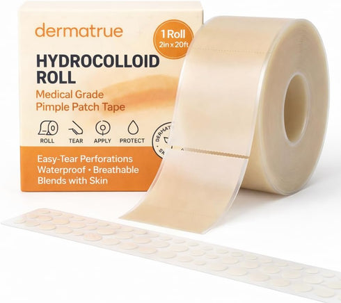 Dermatrue Extra Large Hydrocolloid Roll 2 x 20ft with Easy-Tear Perforations + 120