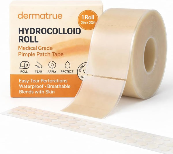 Dermatrue Extra Large Hydrocolloid Roll 2 x 20ft with Easy-Tear Perforations + 120
