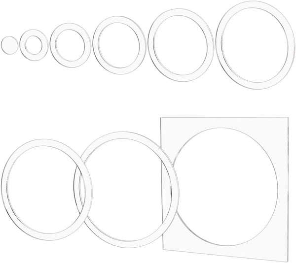 BENECREAT 9Pcs Ring Router Templates, 10/8.5/7.6/6.6/5.5/4.5/3.5/2.5/1.5 Inch Transparent Acrylic Tracing Template, Router
