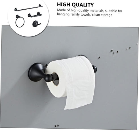 1Set Balacoo Black Towel Rack Accessory Stainless Steel Wall Mount Towel Ring for Bathroom Space Saving Design