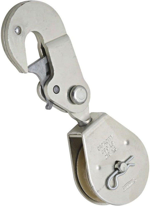 National Hardware N233-270 3223BC Latching Swivel Hook Single Pulley in Zinc plated