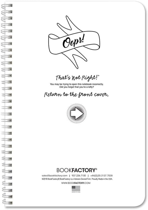 BookFactory NotRight (Left-Handed) Notebook, 120 Pages, 6" x 9", Wire-O (NotRightHand)