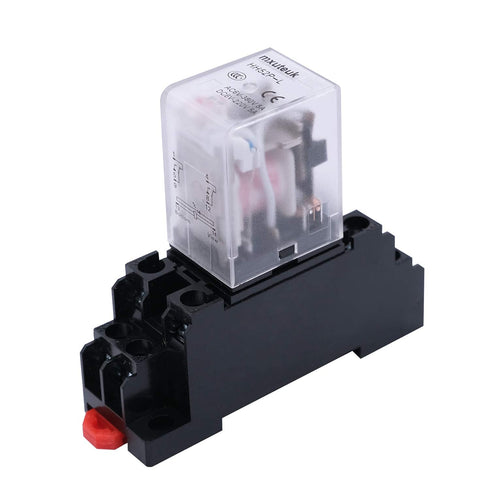 mxuteuk 2pcs HH52P DC 12V Coil 8 Pin 5A DPDT Electromagnetic Power Relay with Base and DIN Rail Slotted Aluminum
