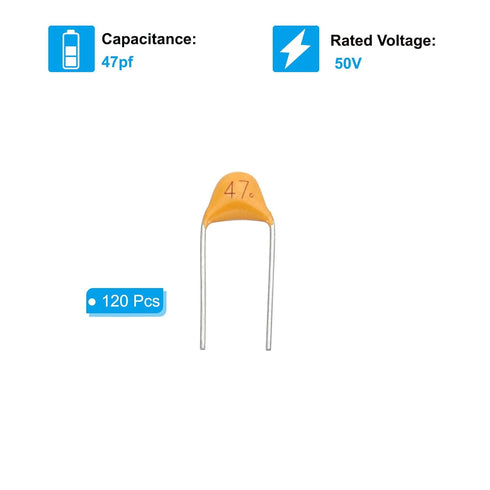 PATIKIL 120 Pcs 47pf 50V Multilayer Monolithic Ceramic Capacitors Assortment Kit for Power