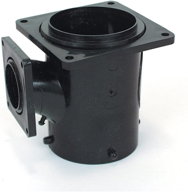 Valterra T1010 Flanged Valve Fitting, 3" San Tee Reducing, 3" Bayonet x 3" and 1-1/2" Rotating Flange, Black