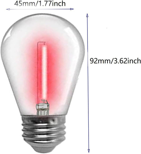 Red S14 LED Bulbs 1W Outdoor String Lights Bulbs Plastic Shatterproof Replacement Bulbs Waterproof E26 Base Vintage LED Filament Bulb Decorative Night Light for Patio Garden Wedding,15 Pack(Red) by JuzizjMEFOD