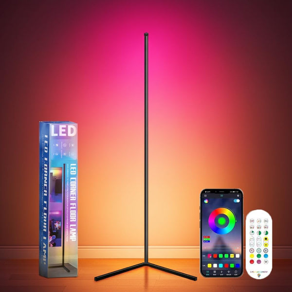YHW RGB Corner Floor Lamp, Smart App and Remote Control Color Changing