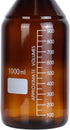 Lab Media Storage Amber Bottles, Brown Graduated Glass Container GL45 Screw Cap, Leakproof, Pack of 4, 1000ml