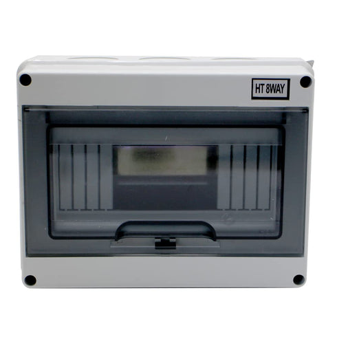 Distribution Protection Box with DIN Rail, IP65 ABS Transparent Cover, 8 Way Power MCB Distribution Box for Indoor