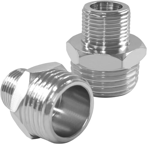 Joywayus 1/2 G Male to 3/8 Compression Male Thread Pipe Fitting, Nickel Plated Brass Adapter (Pack of 2)