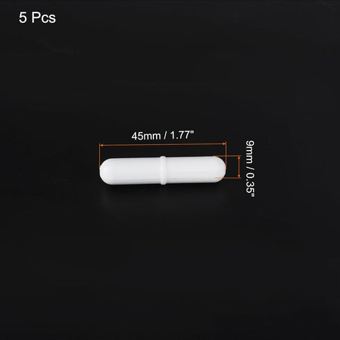 MECCANIXITY Magnetic Stirrer Mixer Stir Bar Rod 45mm(1.77") x9mm with Ring Shape PTFE Coating Magnet White for Laboratory 5Pcs