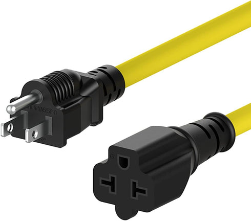 1-FT 15 Amp AC Plug to 20 Amp T Blade Adapter Cable, 12AWG Nema 5-15P to 5-20R/6-15R, Heavy Duty Extension Cord