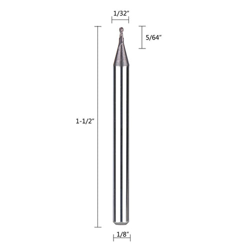 5Pcs 1/32 inch 1/8 inch Set SpeTool Carbide Ball Nose End Mills with TiAlN Coated , Cutting Diameter , Shank , Up Cut