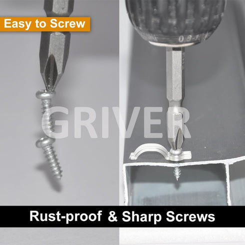 GRIVER 100 Pack Fixing,100 10mm Strip Light Mounting Brackets,Fixing Clips,One-Side Screws Included (Ideal for Wide