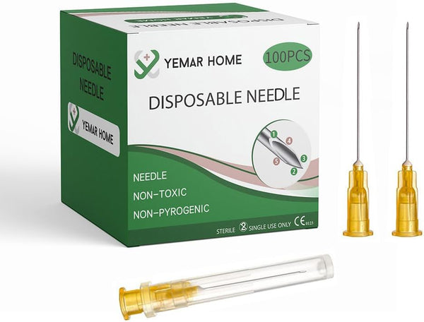 25g 1.5 Inch Needle, 100 Pack, 25 Gauge Needles for Labs