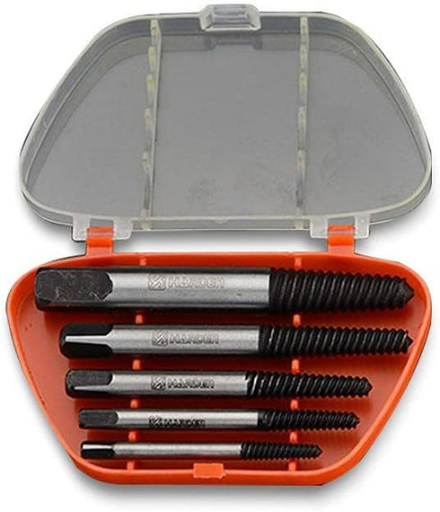 Edward Tools 5 Piece Bolt and Screw Extractor Set, Hardened Cr-Mo Steel for Removing Damaged Screws, Includes 5 Sizes