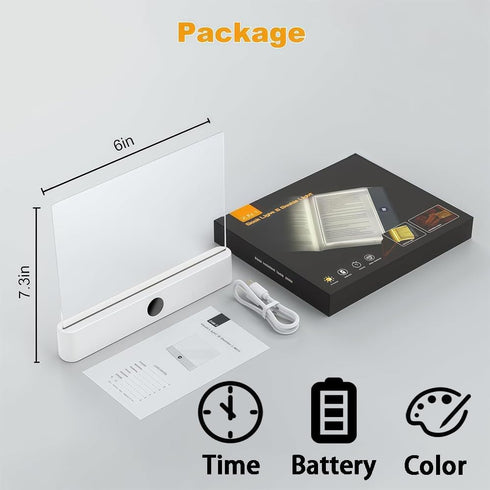 DENEZE 3 Black Smart Led Reading Light, Book Light Treasure Box, Rechargeable Clear LED Flat Reading Light with Colors