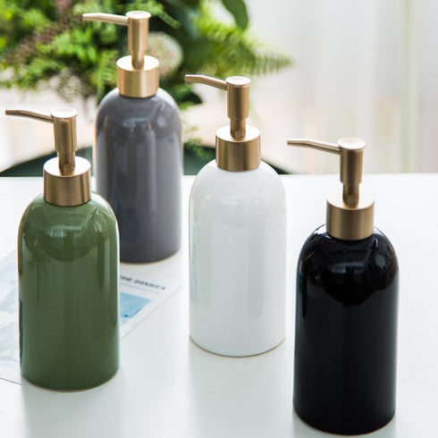 Xanorrg Ceramic Hand Sanitizers Bottle Hotel Home Kitchen Soap Dispenser Toilet Lotion Bottle Press Rotate Opening Head