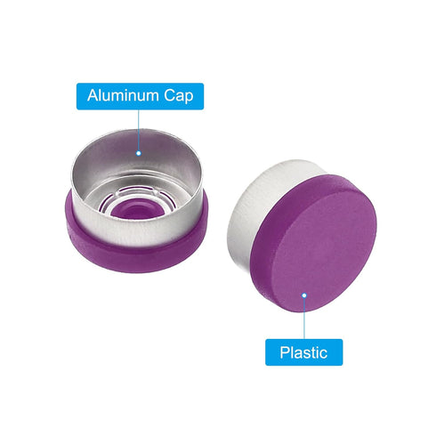 PATIKIL 100 Pcs 13mm Flip Off Caps, Plastic Aluminum Seals for Glass Vial, Purple
