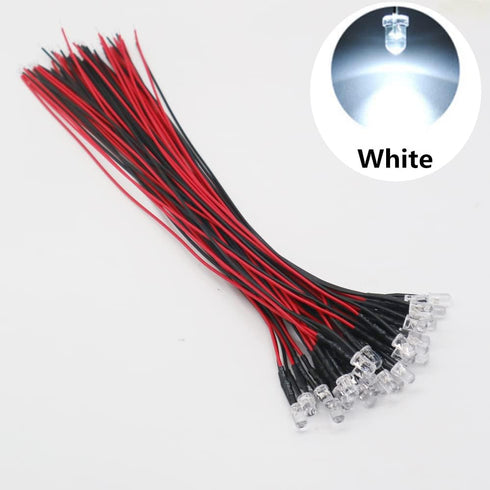 20pcs/lot DC12V F5mm Round Pre-Wired Water Clear LED Light Bulb for DIY Home Decoration (RGB Fast)