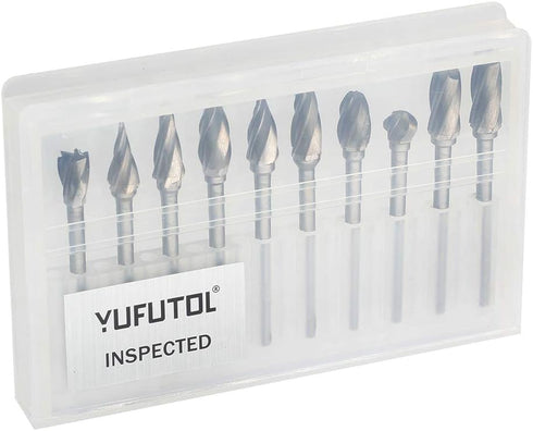1/8 inch Carbide Burr Set - 10pcs Aluma Cut Rotary Burrs for Aluminum, 3mm Shank Fits Die Grinder Drill