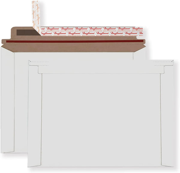 Rigid Mailers 30 Pack | 9.5 x 12.5 inches | White Self Seal Stay Flat | Bulk Cardboard Kraft No Bend Mailers