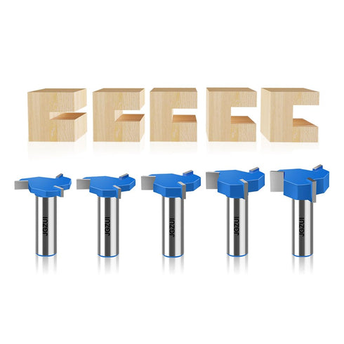 JGZUI 5Pcs Three-Blade Slot Cutter Router Bit, ''T'' Type Slotting Bit , Slot
