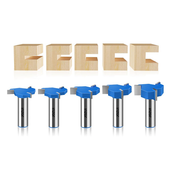 JGZUI 5Pcs Three-Blade Slot Cutter Router Bit, ''T'' Type Slotting Bit , Slot