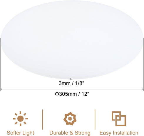 12" PATIKIL Lampshade Diffuser, Diameter Round Diffuser for Drum Lampshades Pendants Light, DIY Light Shield, Frosted