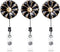 Retractable Badge Holder, ID Badge Reel with Pearl, 3 Pack, Black