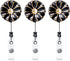 Retractable Badge Holder, ID Badge Reel with Pearl, 3 Pack, Black