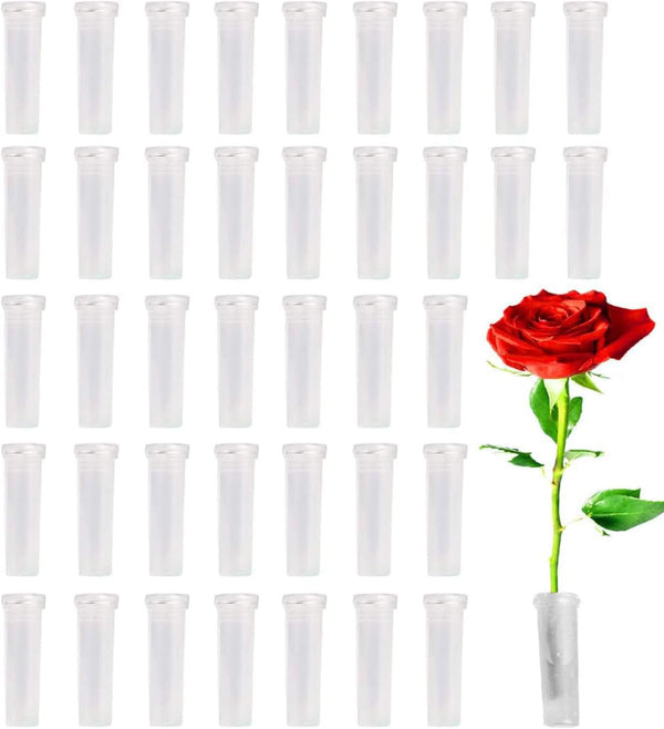 Plastic Floral Water Tubes - 40-Pack Clear Florist-Grade Stem Holders for Hydration,