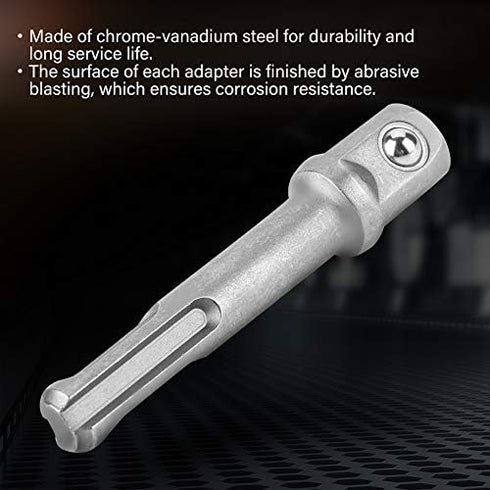 3PC Socket to Drill Adapter, SDS Plus Steel Socket Adapter, 2PC Hexagonal Extension Electric Tool Accessories