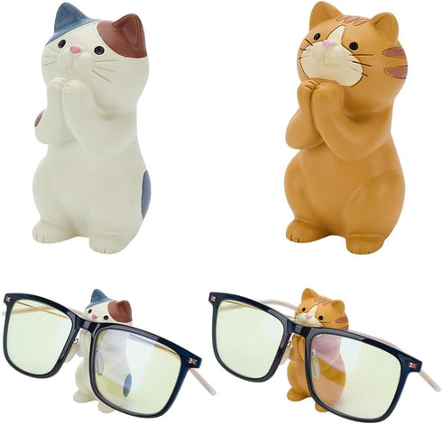 WEBEEDY 2 Styles Fun Animal Glasses Holder Stand Cute Cat and Tiger