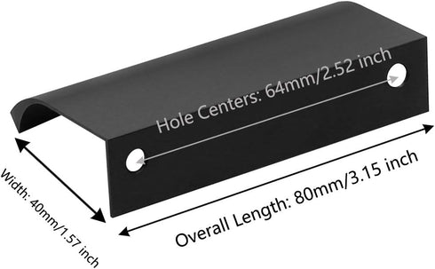 12Pcs 80mm/3.15" Mount Finger Edge Pull, Aluminum Concealed Handle for Home Kitchen Door Drawer Cabinet