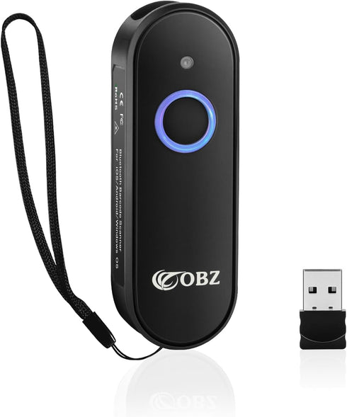 OBZ Mini Bluetooth Barcode Scanner, Upgraded 2D Wireless Handheld Scanner, Compatible with Mac OS, Windows, iOS,