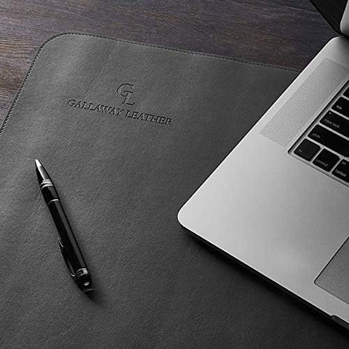 Gallaway Leather Desk Mat, Large 36" x 17" Black Office Desk Pad, Elegant Computer Desk Cover Protector