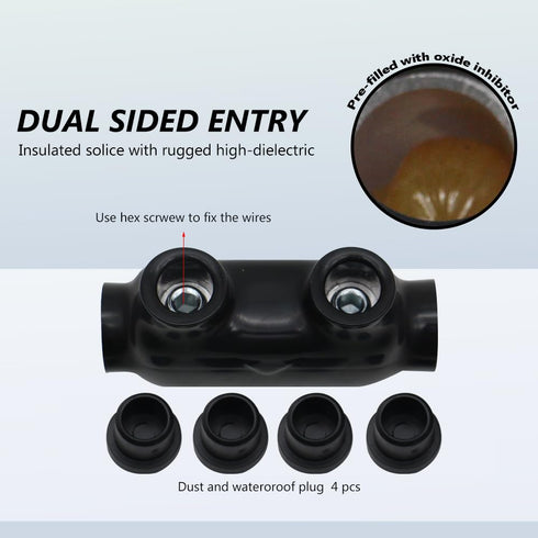 2-14 AWG Insulated Inline Splice Connector - Black Wire Connectors with Pre-Loaded Oxide Inhibitors (1pcs)