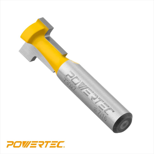 1/4 7/16" 1/4" (73027) POWERTEC T Track Router Bit, Tungsten Carbide Tipped Router Bit, Shank, Dia., Slatwall, T Slot