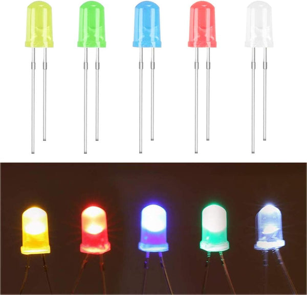 MCIGICM 5mm LED Light Diodes, 100 Pcs Assorted Kit for Science Projects, Multi-Colored