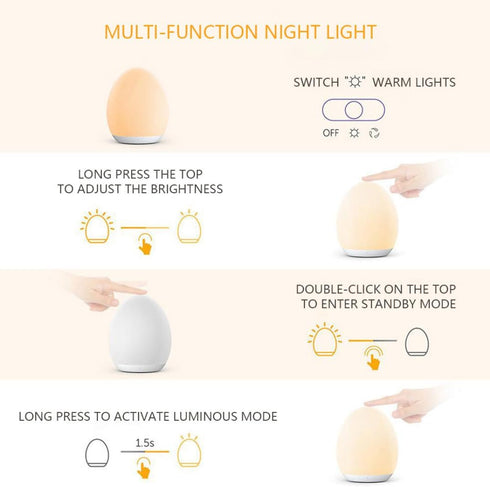 Nyutcwe USB Night Light, Smart Bedside Table Lamp Touch Control RGB Color Changing for Kids