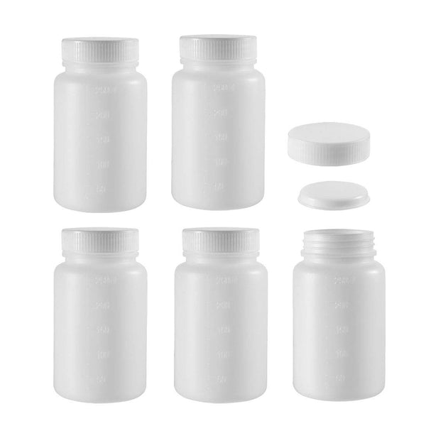 uxcell 5 Pcs 250ml/8.5oz Plastic Lab Chemical Reagent Bottle, Wide Mouth Liquid Storage Containers