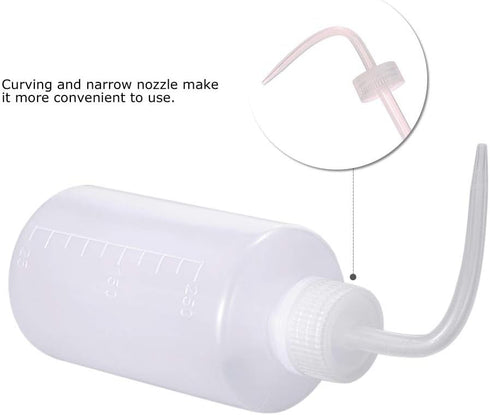 Yuelong 2Pcs Plastic Squeeze Bottle, 250ml Safety Wash Bottle with Scale Labels for Medical Use