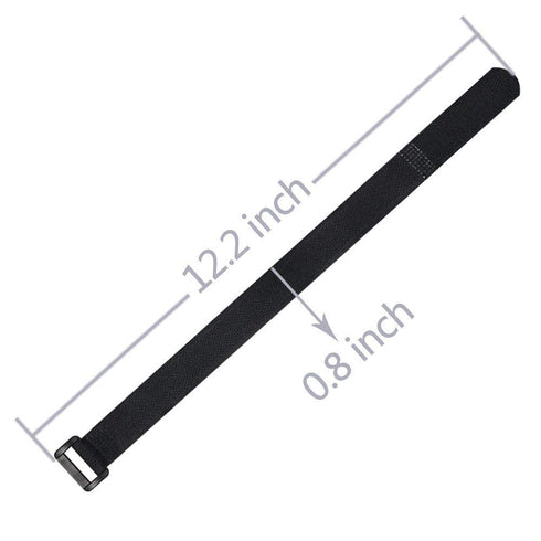 Adjustable and Reusable Hook and Loop Cinch Straps - 10 Pack (12" x 0.8", Black)