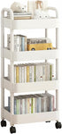4-Tier Rolling Utility Cart with Handle Multi-Functional Storage Trolley with Wheels, Movable Organizer for Kitchen