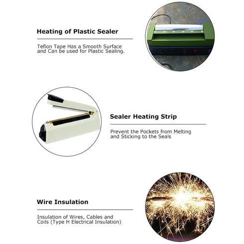 Teflon Tape, 1/2-inch x 33 Feet, Low Friction High Temp Adhesive Tape for Surface Protection