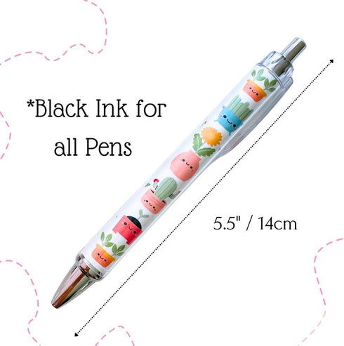 8PC Cactus Pens Ballpoint Writing Pen Black Ink for School Classroom Office Desk Decor Supplies Decoration Theme