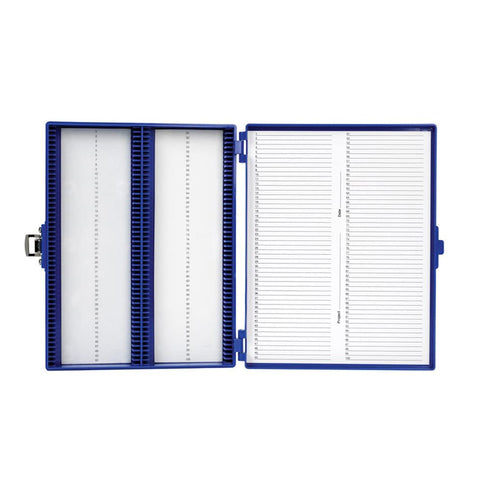Heathrow Scientific HS15994M 100 Place Slide Box, Blue