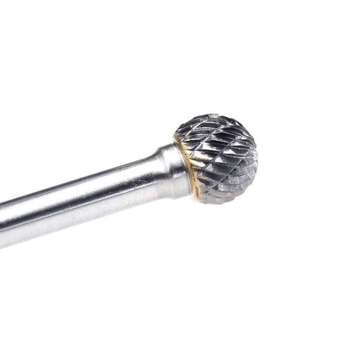 SD-5 Tungsten Carbide Burr Ball Shape Double Cut Rotary Burrs File, 1/2'' Cutter Dia, 1/4'' Shank Dia